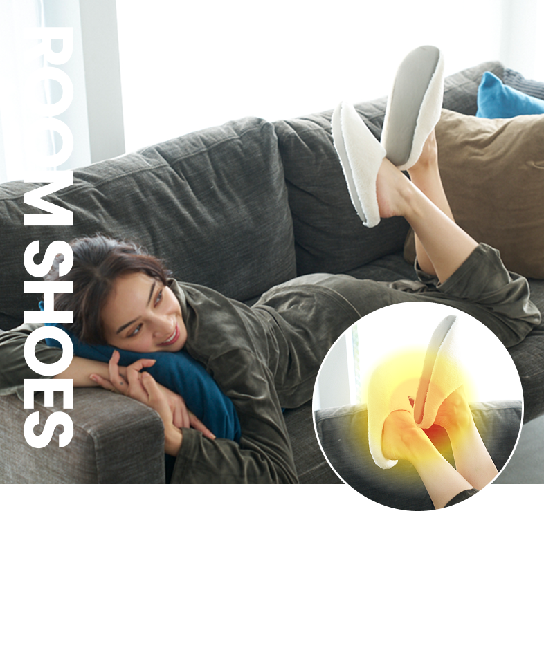 ルームシューズに貼って足元からやさしい温もり、全身ポカポカ ReflectCore